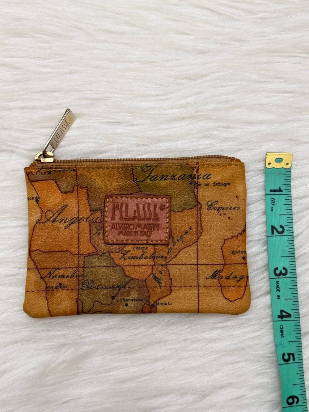 ALVIERO MARTINI - PRIMA CLASSE BROWN TAN PVC LEATHER ZIP POUCH WALLET